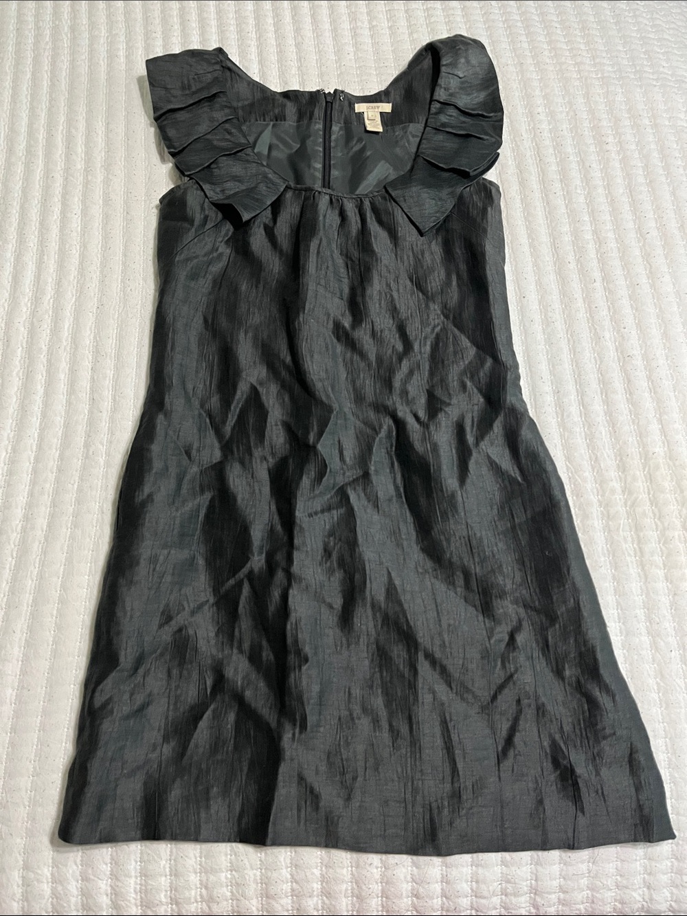 J. Crew Black Ruffle-Collar Mini Dress